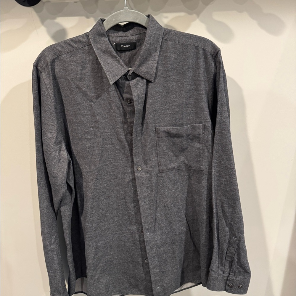 Theory Men's Charcoal Button Down Shirt